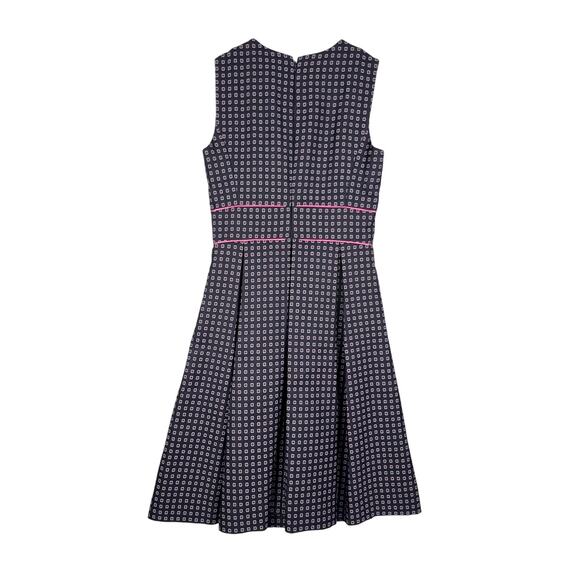 NWT J. Crew Navy Pink Pleated Full-skirt Jacquard Dress 00 Classy Career Retro - Picture 5 of 14